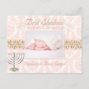 Invitation PixDezines brit shalom/cadre photo+étoiles/couleur