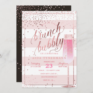 Invitation PixDezines Bruch+Bubbly Rose Gold Confetti