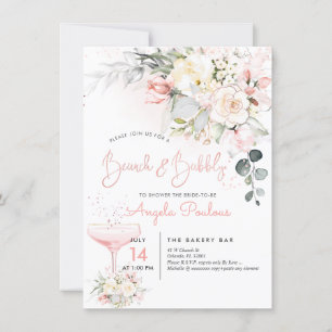 Invitation PixDezines Brunch Bubbly Crème Blush Roses