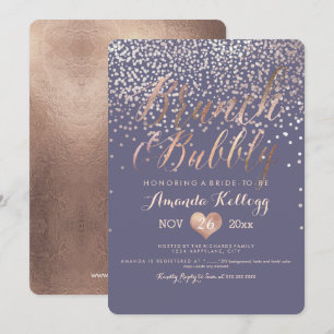 Invitation PixDezines Brunch & Bubbly ébloui en or Rose