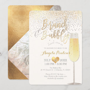 Invitation PixDezines Brunch Bubbly/Faux Silver+Gold Confetti