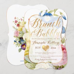 Invitation PixDezines Brunch & Bubbly Vintage Botanique
