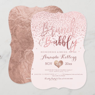 Invitation PixDezines Brunch N Bubbly/Rose Gold Confetti