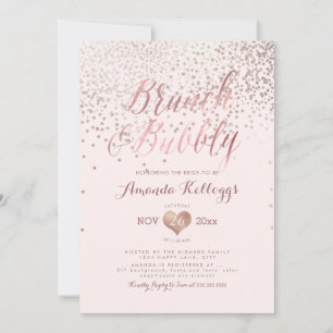 Invitation PixDezines Brunch N Bubbly/Rose Gold Confetti