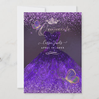 Invitation PixDezines Butterflies Quinceanera, Ultra Violet