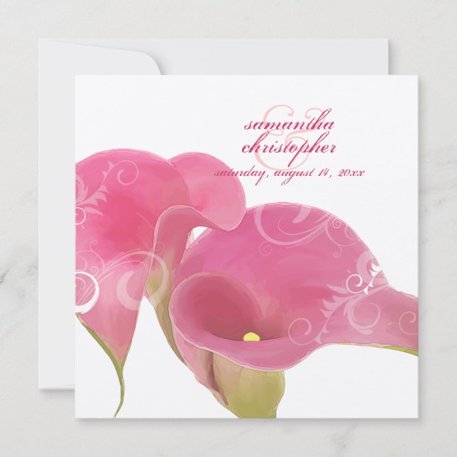 Invitation PixDezines Calla Lily rose + Fils (Devant)