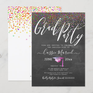 Invitation PixDezines Chalkboard Confetti Grad Party