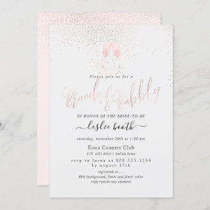 Invitation PixDezines Champagne Rose Bubbles Brunch+Bubbly