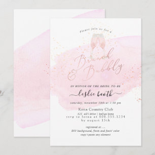 Invitation PixDezines Champagne Rose Bulles de Champagne Brun