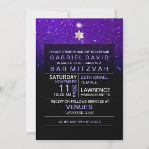 Invitation PixDezines Ciel nocturne/Violet/typographie/bar mi