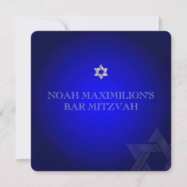 Invitation PixDezines classique mitzvah/cobalt/argent (Devant)