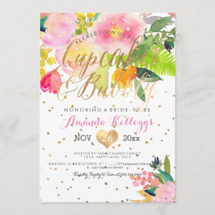 Invitation PixDezines Cupcakes & Bubbly Spring Floral