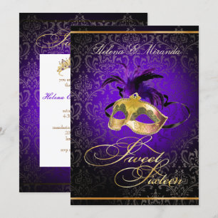 Invitation PixDezines DAMASK SWEET 16 MASQUÉRADE/DO-IT-YOURSE