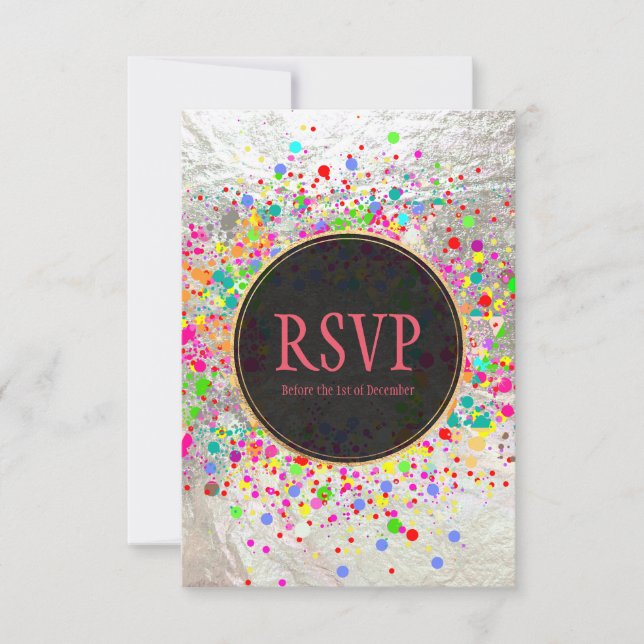 Invitation PixDezines Dazzled/Specks de néon/RSVP Bat mitzvah (Devant)
