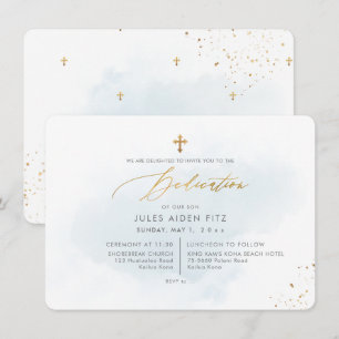 Invitation PixDezines Dédicace Aquarelle Bleu Clair