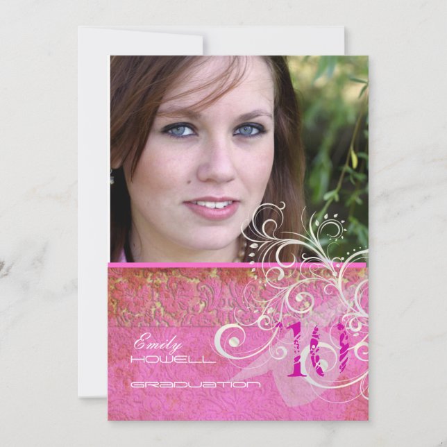 Invitation PixDezines Desiree Damask/Vintage/Swirls (Devant)