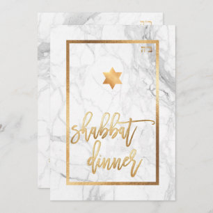Invitation PixDezines Dîner Shabbat / Marbre / Faux Gold