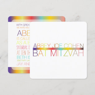 Invitation PixDezines DIYcouleurs/typographie/bat mitzvah