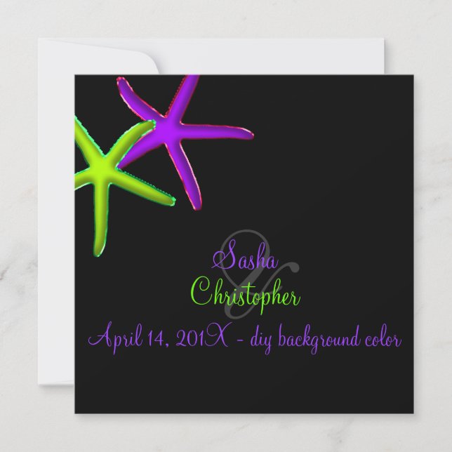 Invitation PixDezines do-it-yourself arrière - plan/Neon Star (Devant)