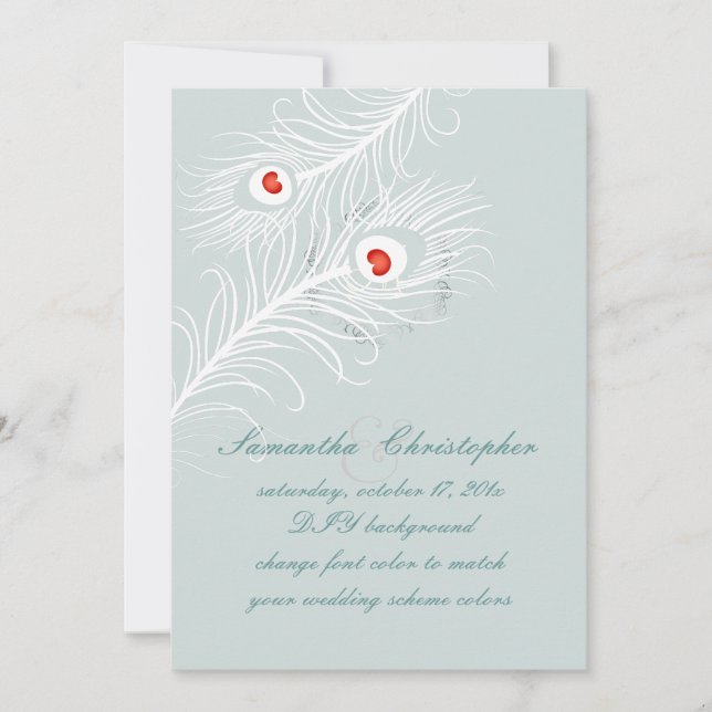 Invitation PixDezines do-it-yourself couleurs, plumes paon (Devant)