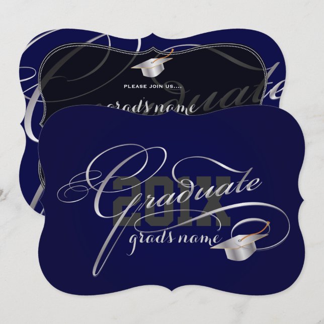 Invitation PixDezines DO-IT-YOURSELF graduation couleur/scrip (Devant / Derrière)