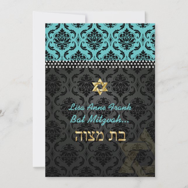 Invitation PixDezines DO-IT-YOURSELF turquoise Vendome Damask (Devant)
