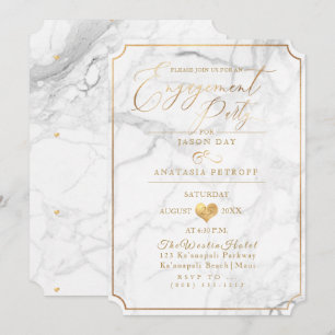 Invitation PixDezines Engagement Party Marbre/Faux Gold