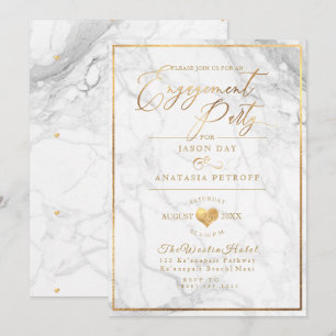 Invitation PixDezines Engagement Party Marbre/Faux Gold