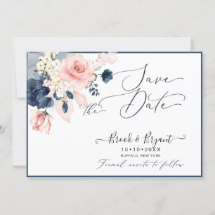 Invitation PixDezines Enregistrer la date H2 Dusty Blue Blush
