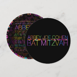 Invitation PixDezines étoiles psychédéliques/néon/bat mitzvah