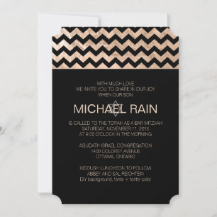 Invitation PixDezines fausse feuille/chevron bar mitzvah