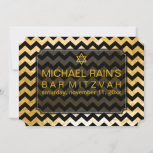 Invitation PixDezines fausse feuille/chevron bar mitzvah