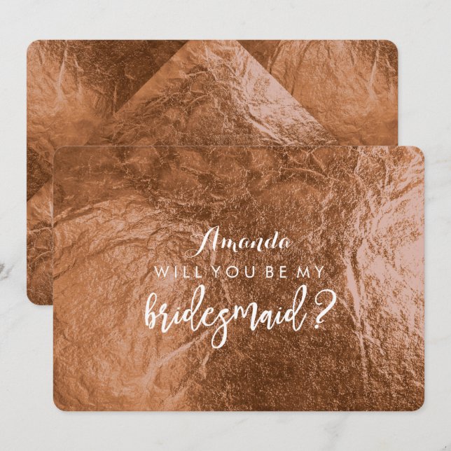 Invitation PixDezines Faux Copper Serez-Vous...Bridesmaid (Devant / Derrière)