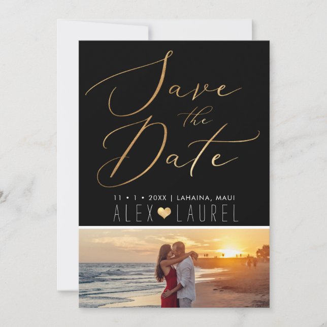 Invitation PixDezines Faux Gold Enregistrer la date (Devant)