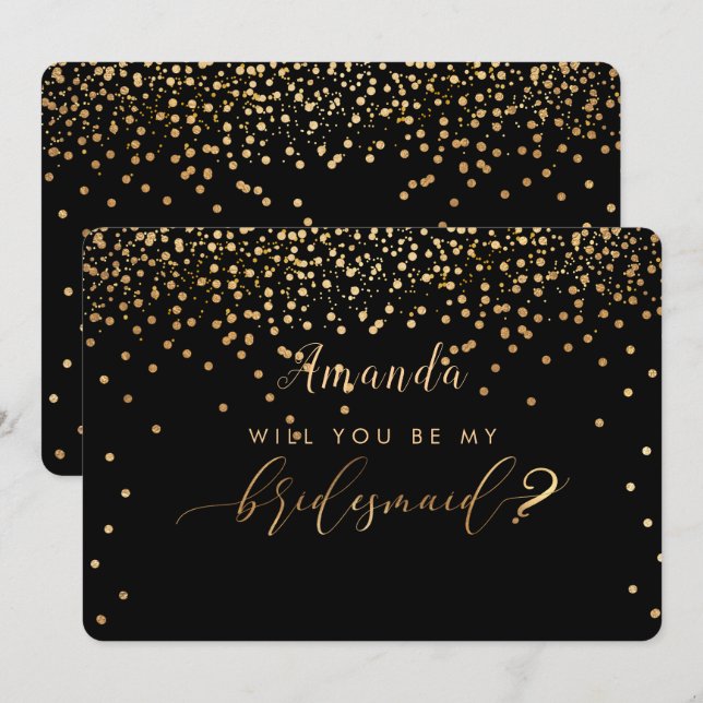 Invitation PixDezines Faux Gold Vous Serez..Bridesmaid (Devant / Derrière)