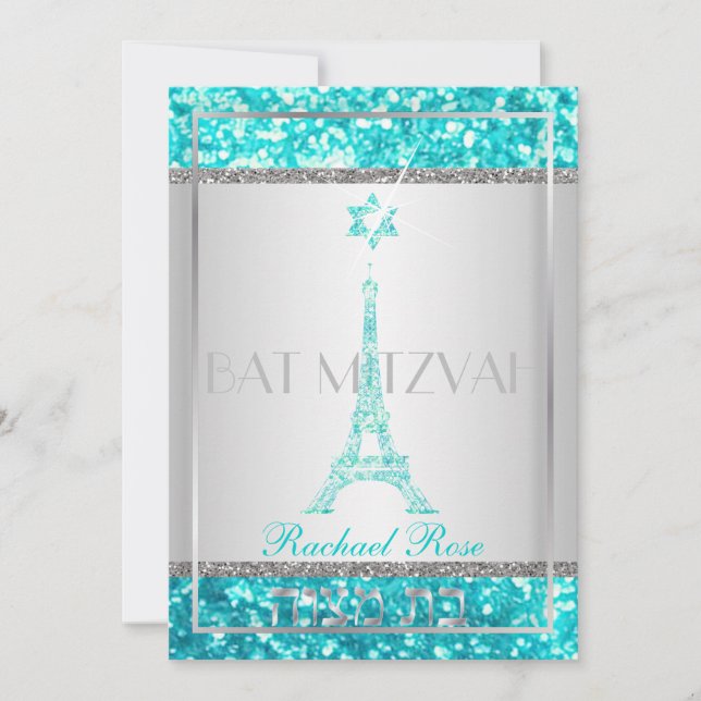 Invitation PixDezines faux parties scintillant eifflel/Bat mi (Devant)