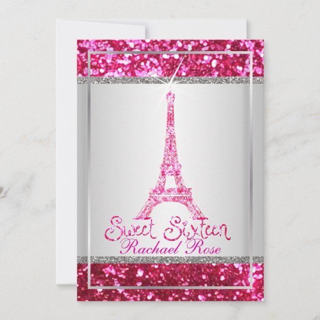 Invitation PixDezines faux parties scintillant eifflel/rubis  (Devant)