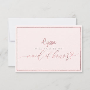 Invitation PixDezines Faux Rose Gold Demande Parrain de Maria