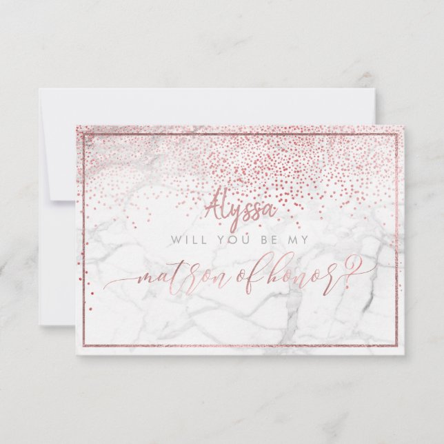 Invitation PixDezines Faux Rose Gold sera-tu Matron ? (Devant)