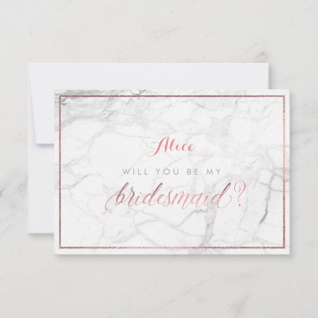 Invitation PixDezines Faux Rose Gold Vous Serez..Bridesmaid (Devant)