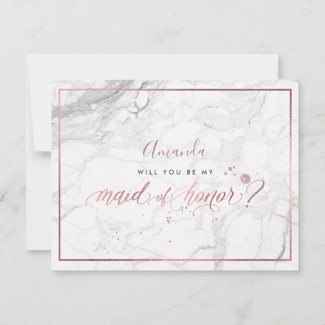 Invitation PixDezines Faux Rose Gold Will You Maid of Honor (Devant)