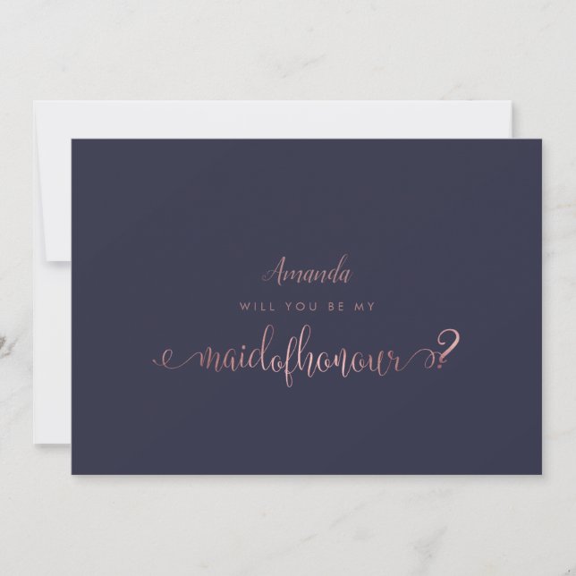 Invitation PixDezines Faux Rose Maid of Honor (Devant)