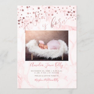 Invitation PixDezines Faux Roses Gold Stars, A Star est né