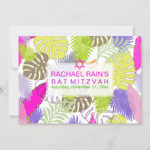 Invitation PixDezines fête de bar mitzvah/luau en forêt tropi