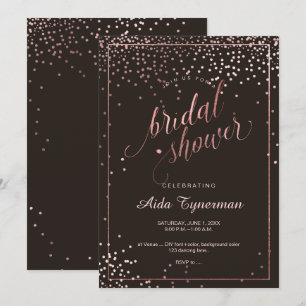 Invitation PixDezines Fête des mariées Faux Rose Gold Confett