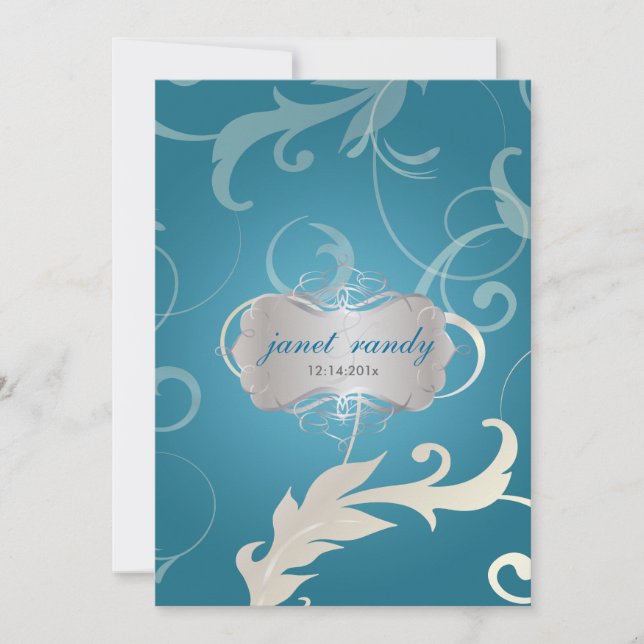 Invitation PixDezines Feuilles ornementaux + frissons (Devant)