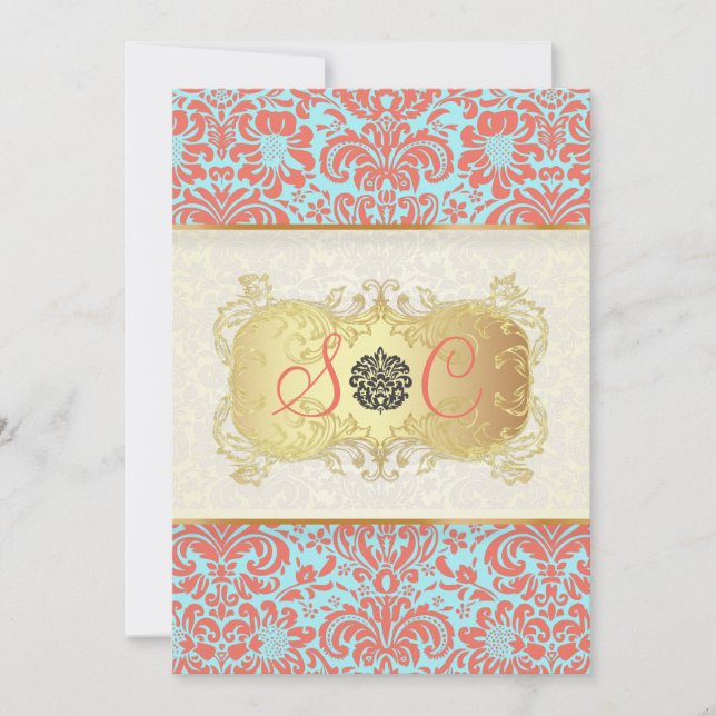 Invitation PixDezines Fidora Damask Vintage (Devant)