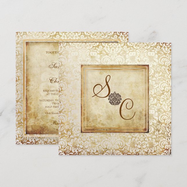 Invitation PixDezines FIDORA, VINTAGE DAMASK (Devant / Derrière)