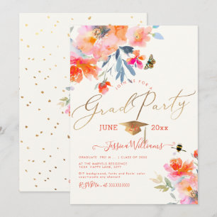 Invitation PixDezines Floral Watercolor Graduation Party