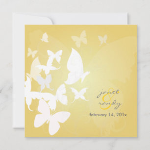 Invitation PixDezines Fluttering par... papillons blanc/prune